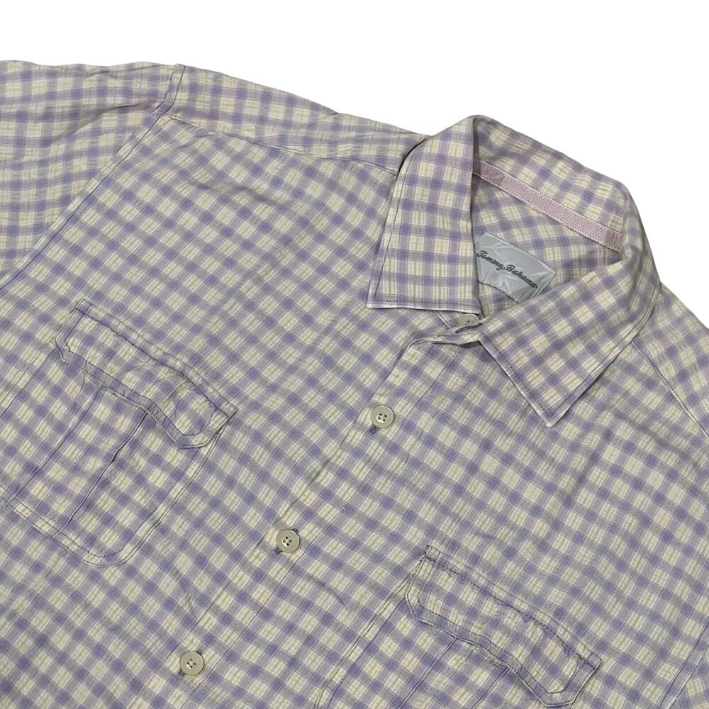 Tommy Bahama Men's Purple Silk Blend Short Sleeve Button Up Shirt Large 756-W